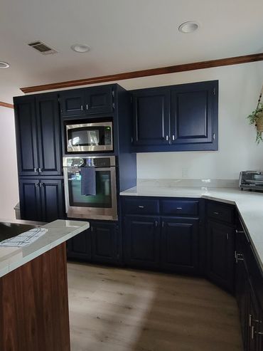 modern navy blue and white painted kitchen