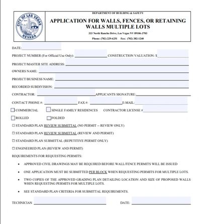 Las Vegas Fence Permit Application