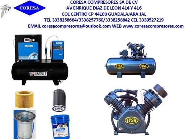 Industrial air compressors and parts from CORESA in Guadalajara, Mexico.