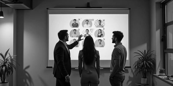 Clients reviewing creative portfolios and discussing their brand vision.