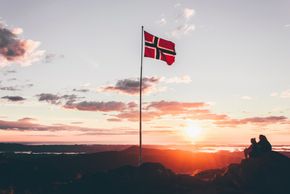Stock photographs of Norwegian national flag
