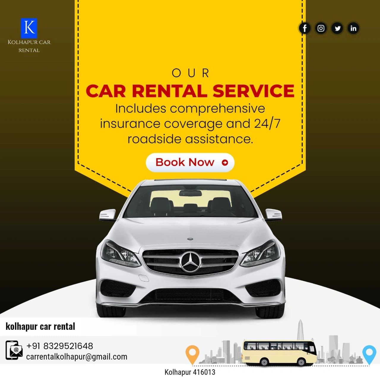 Book Car Rentals at Kolhapur

Great offers for cheap car rental, daily, weekly long term rentals