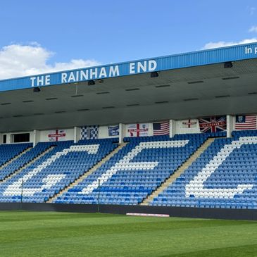 The iconic GFC at the Rainham End of Gillingham FC stadium seating after we have Revived the white s