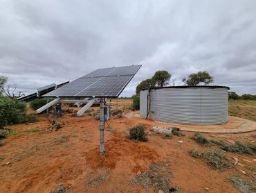 Borehole solar powered pump used to pump from the water tank.