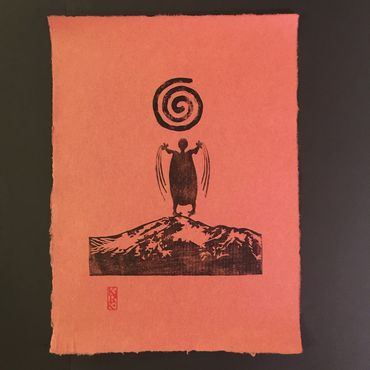 "Peacemaker" 13x17" Woodblock on vintage Japanese rice paper.
AVAILABLE: $190.00