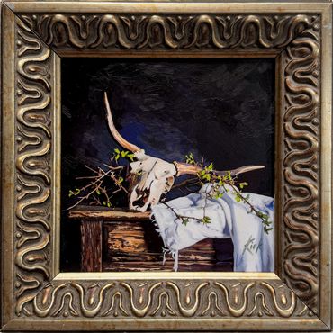 Still Life With Skull. 4.5x4.5" oil on panel.
AVAILABLE: $450.00