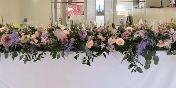 long and low top table arrangement