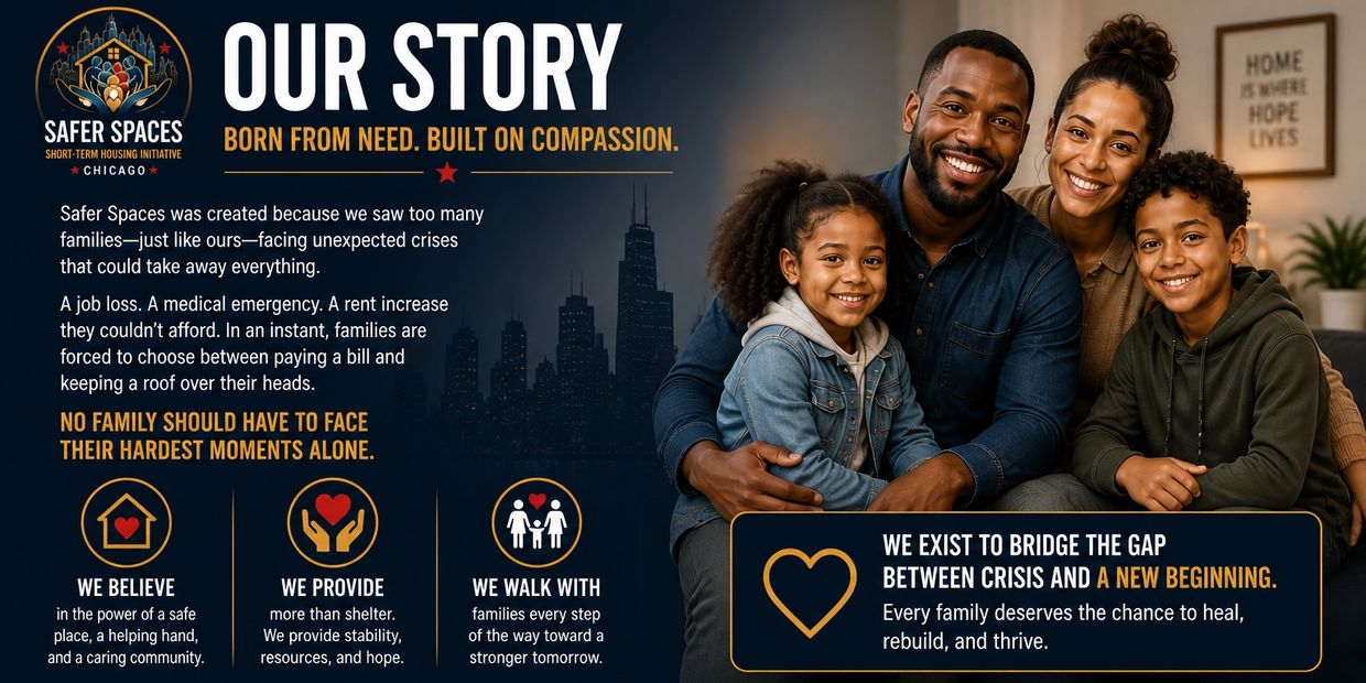 Smiling family embraces hope and support through Safer Spaces initiative in Chicago.