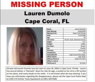 Lauren Dumolo Missing Poster