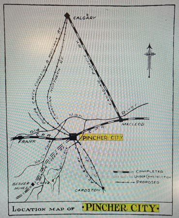 Pincher City, AB., Proposed Railroads, 1905