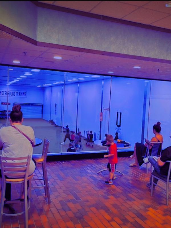 U Fitness has large glass windows for viewing, take a seat, grab a smoothie and watch your athlete t