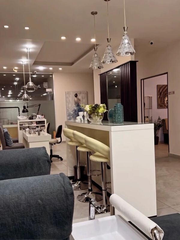 Coffee bar stools, Manicure and pedicure areas at tips and toes Jordan