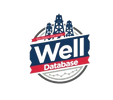 Logo for Well Database with oil rigs and a slogan.