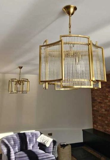Brass pendant lights I fitted to replace the standard white pendants.
