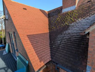 Clean vs dirty tiled roof.