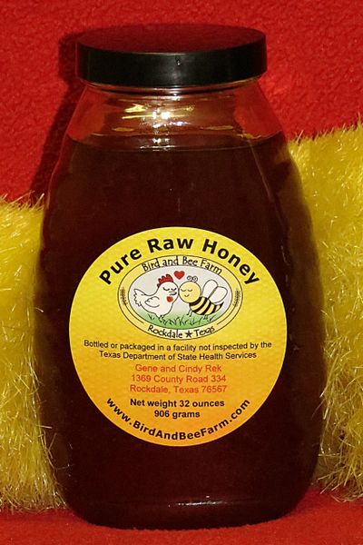 Raw honey produced at Bird and Bee Farm is delicious and provides alergy relief for local customers.