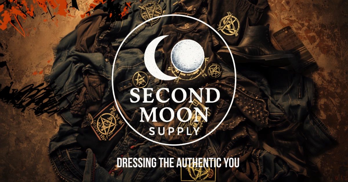 Second Moon Supply logo with denim and leather apparel.
