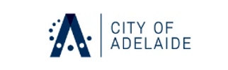 City of Adelaide logo with stylised "A" and dotted design.