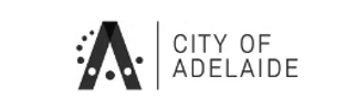 City of Adelaide logo with stylised navy “A” and dotted design beside clean uppercase text.