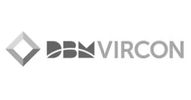 DBM Vircon logo with grey and green geometric icon and modern text.