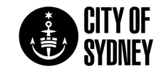 City of Sydney logo with black anchor symbol and bold uppercase text.