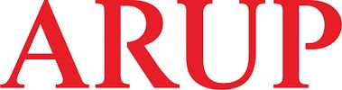 ARUP logo in bold red serif font on a white background.