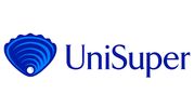 UniSuper logo featuring a stylised blue shell icon next to the company name in blue text.