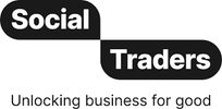 Social Traders logo with navy rounded text blocks and tagline “Unlocking business for good.”