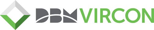 DBM Vircon logo featuring a geometric grey and green icon on the left and stylised text "DBM VIRCON" with "DBM" in grey and "VIRCON" in green.