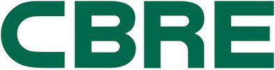 CBRE logo in bold green uppercase letters on a white background.