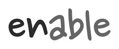 Enable logo with playful lowercase lettering in black and red on a white background.