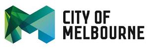 City of Melbourne logo with geometric "M" design.