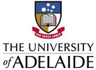 The University of Adelaide logo featuring a shield with stars and an open book, above the motto "Sub Cruce Lumen".