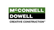 McConnell Dowell logo featuring the company name in bold white text on green and black blocks, with the tagline "Creative Construction" beneath.