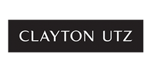 Clayton Utz logo in white capital letters on a black rectangular background.