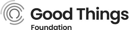 Good Things Foundation logo with bold navy text and a circular rainbow icon on the left.
