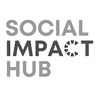 Social Impact Hub logo with pink/navy text, featuring a segmented circular icon in the letter “C"