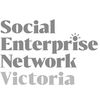 Social Enterprise Network Victoria logo with bold orange and grey text and a small sunburst icon.