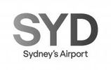 SYD Sydney’s Airport logo with gradient blue text on a white background.