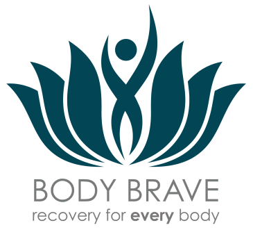 Logo of BODY BRAVE with tagline 'recovery for every body'.