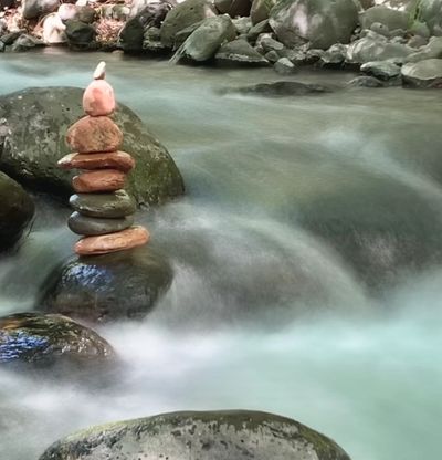 Rock cairn in Oak Creek Sedona, Arizona