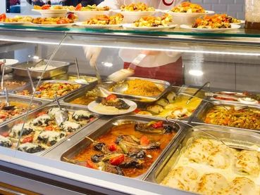 Modern school cafeteria with professional catering services