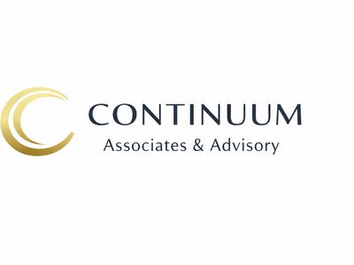 Continuum Associates & Advisory logo with gold crescent design.