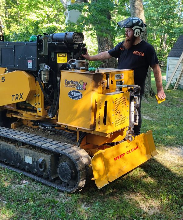 Stump Grinding to remove a stump after tree removal.