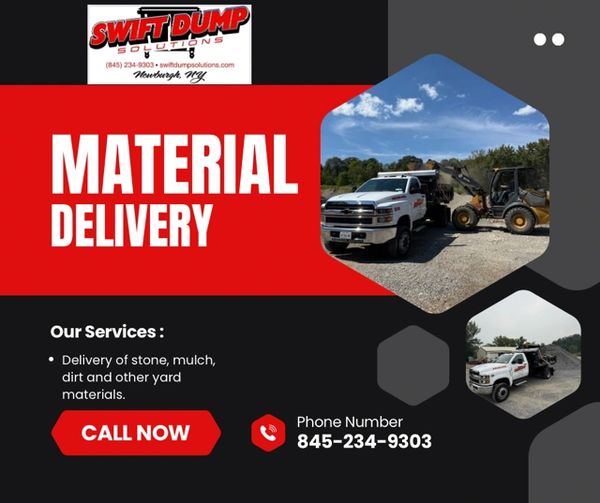 Swift Dump Solutions offers material delivery of stone, mulch, and dirt with prompt service.