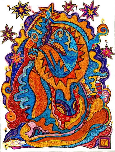 “Viva” MIxed Media on Paper , BRC Nevada , Private Collection Miami FL 2016