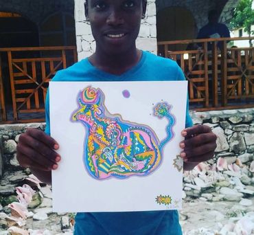 “Ille a vache” color markers and ink on paper 12 x 12 inches , private collection , Geneva , Switzer