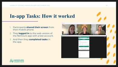 Sample page from usability report