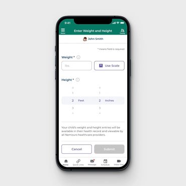 Enter weight and height