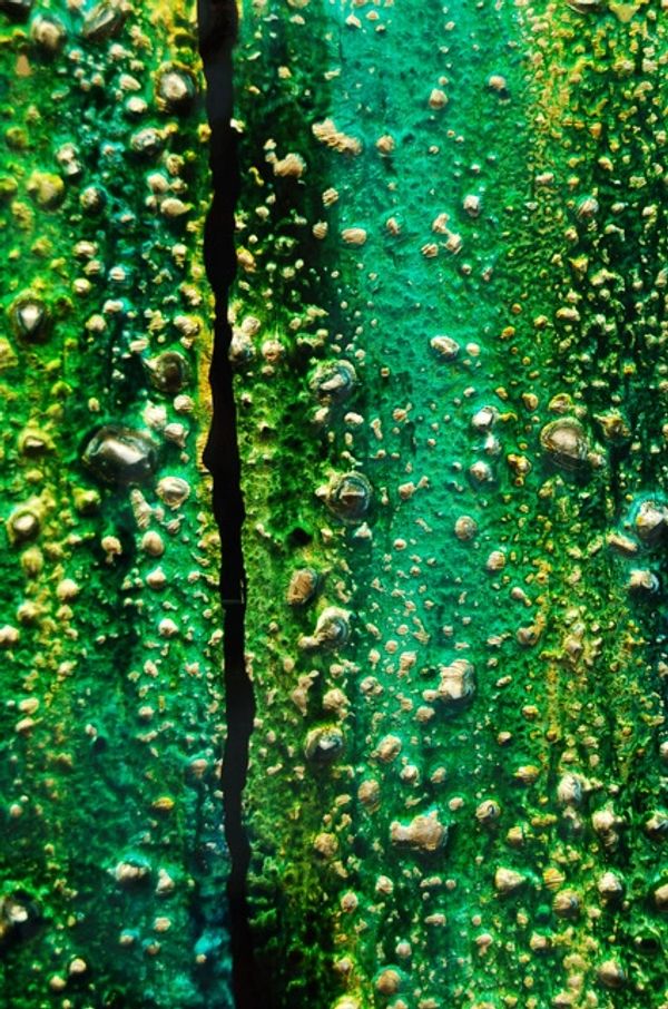 closeup green and yellow glass arts